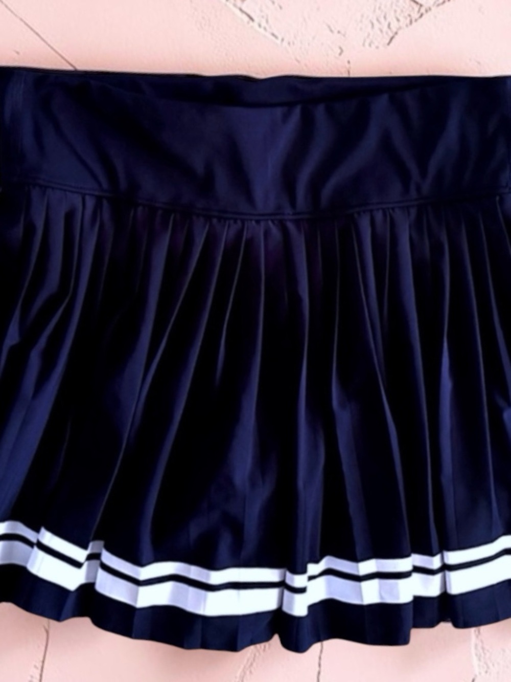 Sincerely Jules Navy Pleated Skirt Varsity Stripes & Built‑In Shorts Women’s M - Picture 7 of 8
